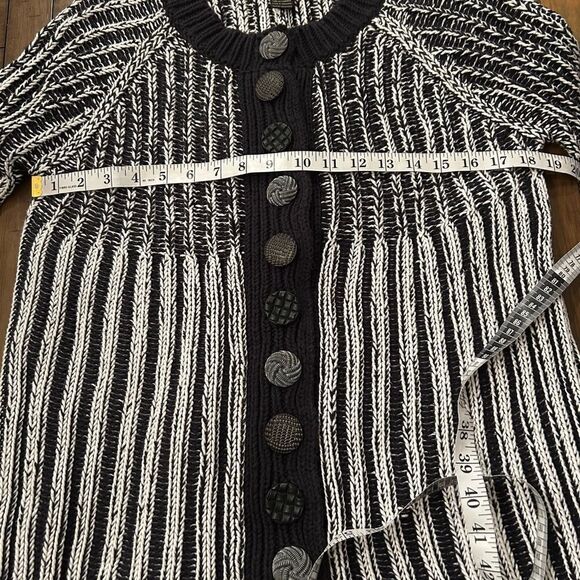 Pure Brand Black White English Handmade Cotton Cardigan Sweater Medium Large - Picture 8 of 12